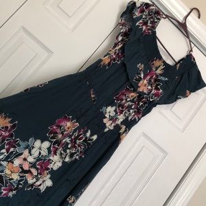Teal floral maxi dress